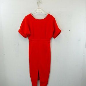 ASOS‎ Dress Women's Red Midi 2 XS Wedding Bodycon Empire Waist Short Sleeve